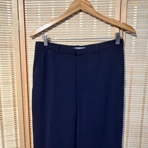 Vince Sz 8 High Waist Straight Trousers Pants Navy Blue Career Workwear Adjust